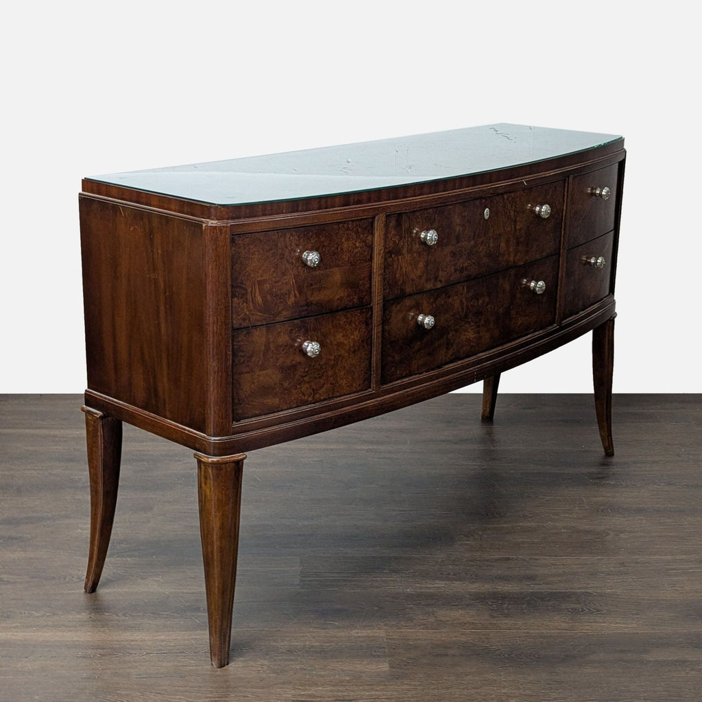 Thomasville Bow Front Burl Veneer Sideboard Buffet