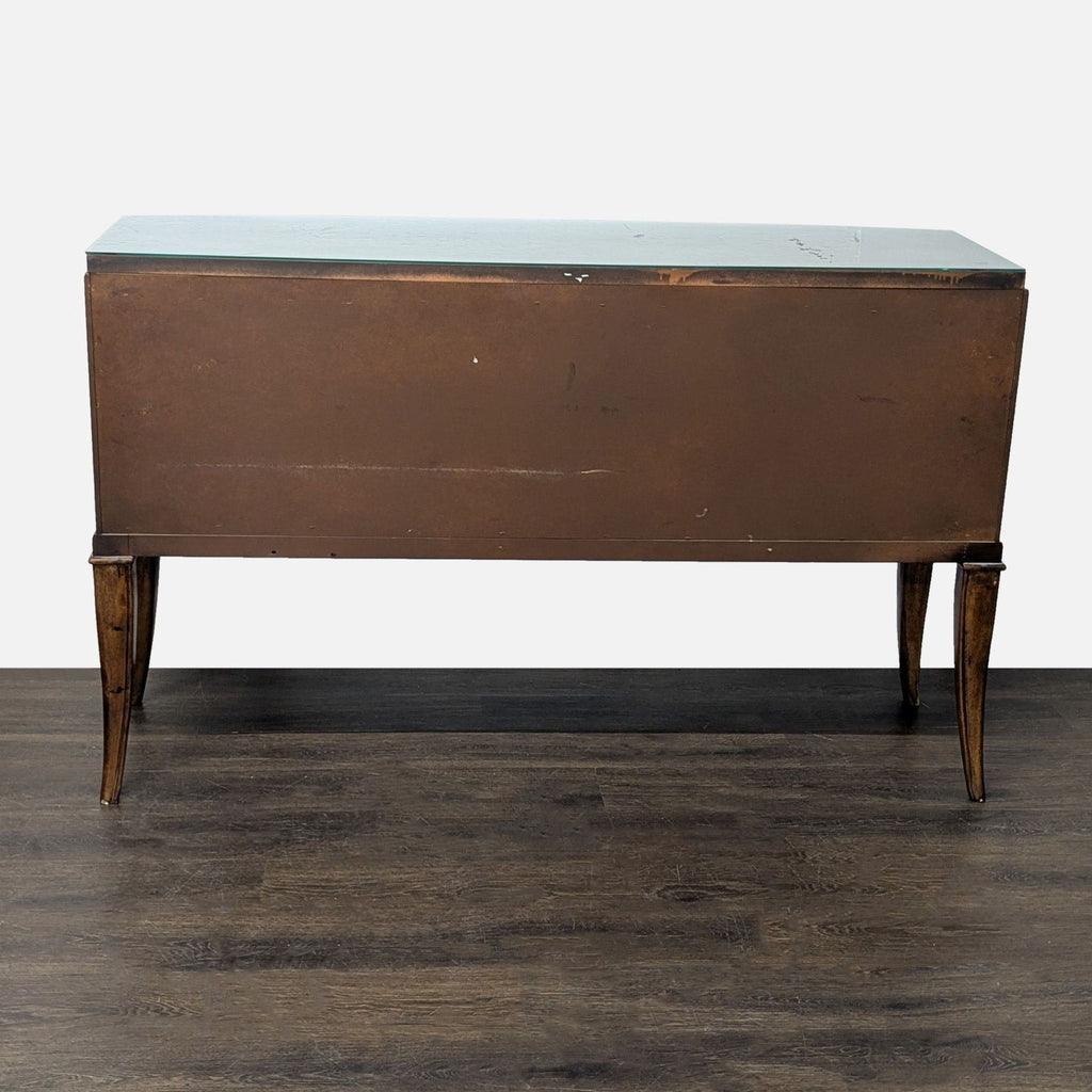 Traditional Thomasville sideboard in burl veneer with six drawers, ideal for dining or entry storage.