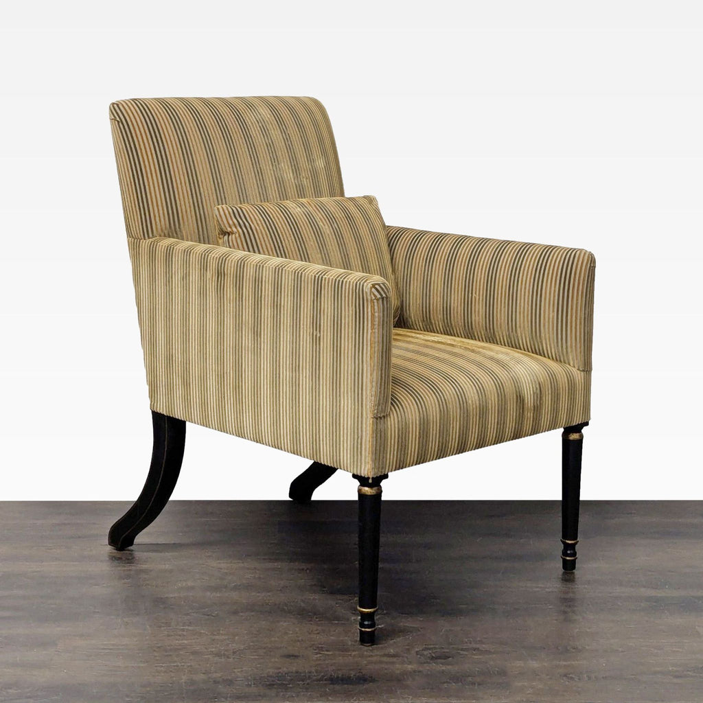 Dessin Fournir Striped Upholstered High-Back Armchair