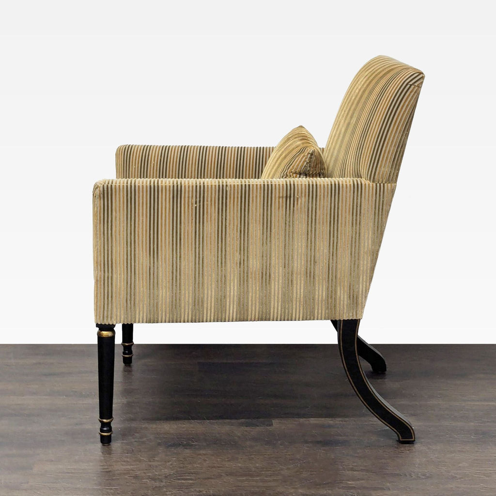 Dessin Fournir Striped Upholstered High-Back Armchair