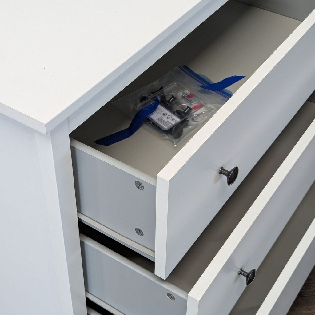 White 3-Drawer Dresser with Black Knobs