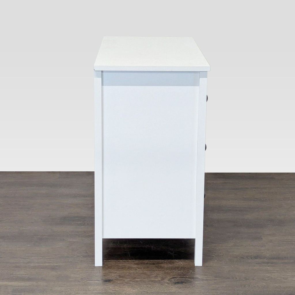 White 3-Drawer Dresser with Black Knobs