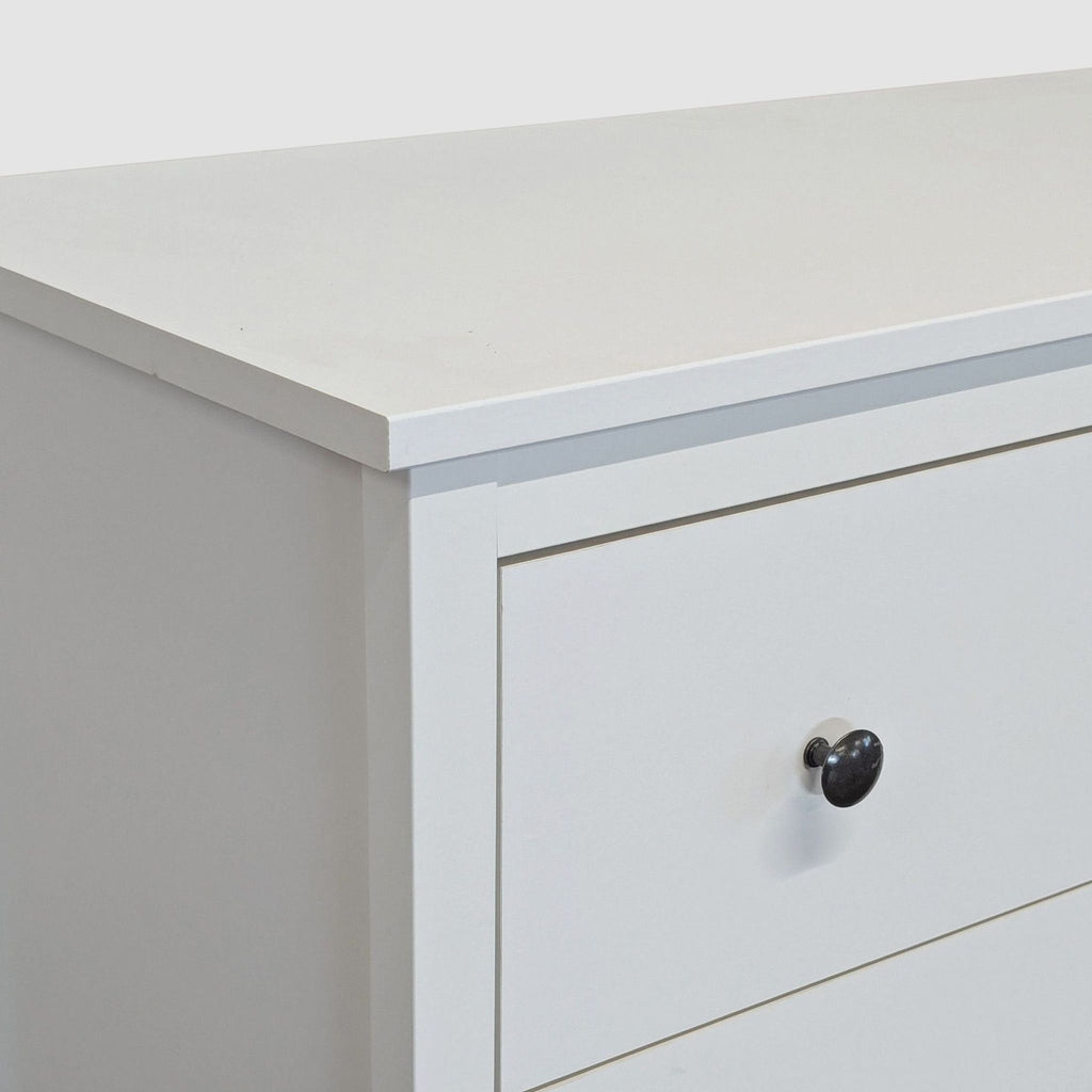 White 3-Drawer Dresser with Black Knobs
