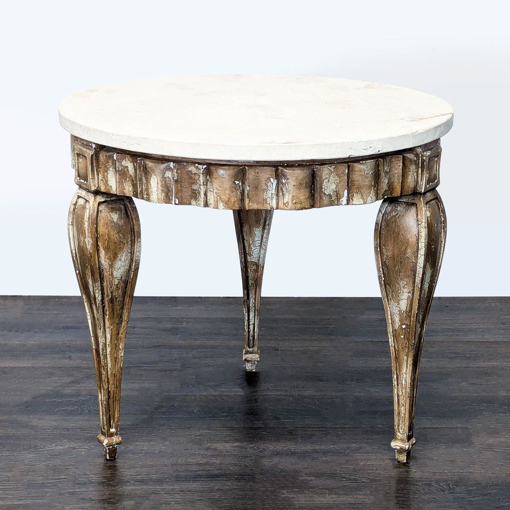 Faux Stone Top End Table on Distressed Wood Base - Accepted Offer (56.31% discount)