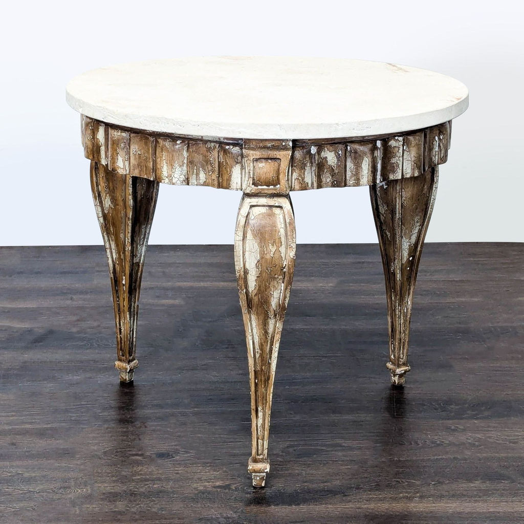 Faux Stone Top End Table on Distressed Wood Base - Accepted Offer (56.31% discount)