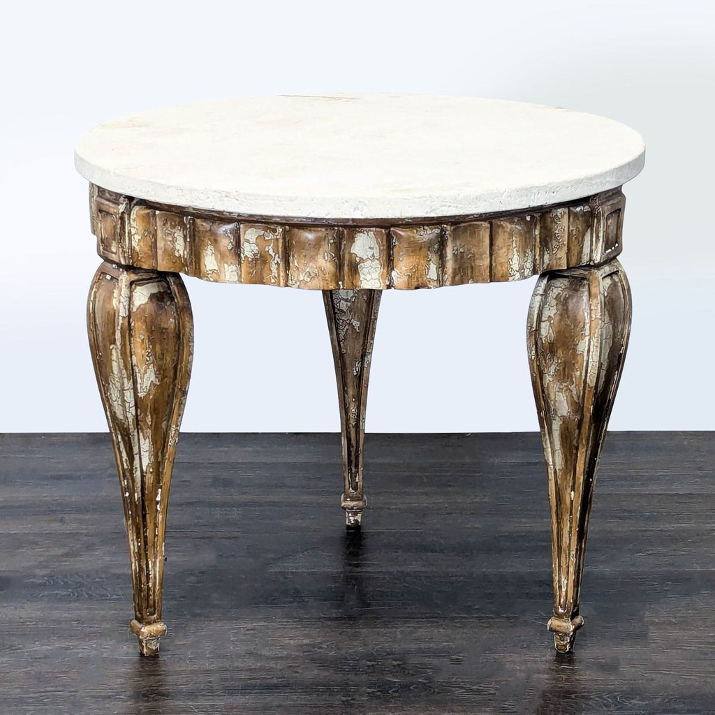 Faux Stone Top End Table on Distressed Wood Base - Accepted Offer (56.31% discount)