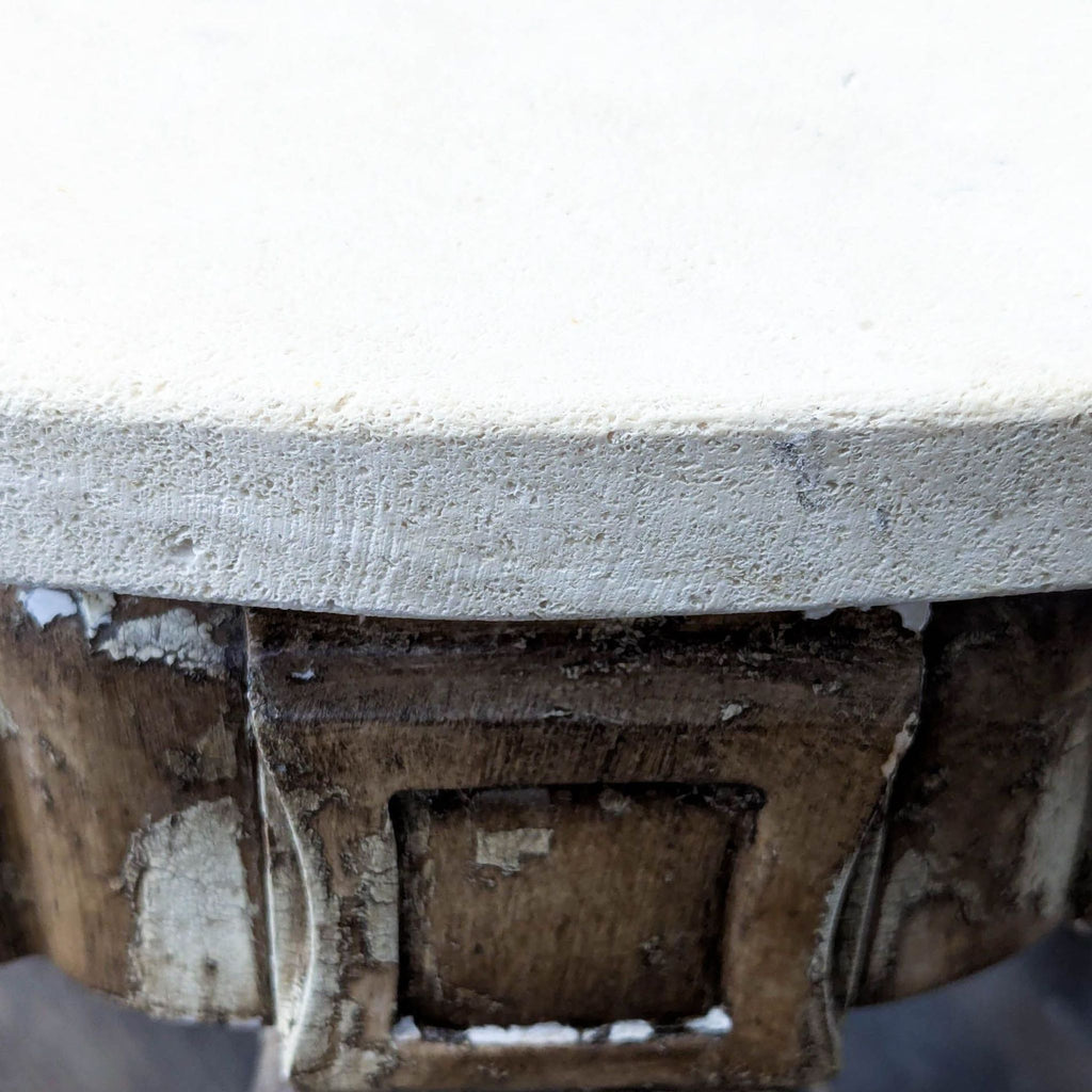 Faux Stone Top End Table on Distressed Wood Base - Accepted Offer (56.31% discount)