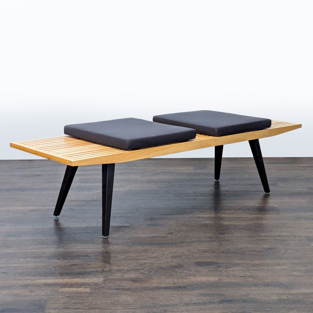 Sleek angled metal legs with a tapered design, ideal for stools, ottomans, or benches.
