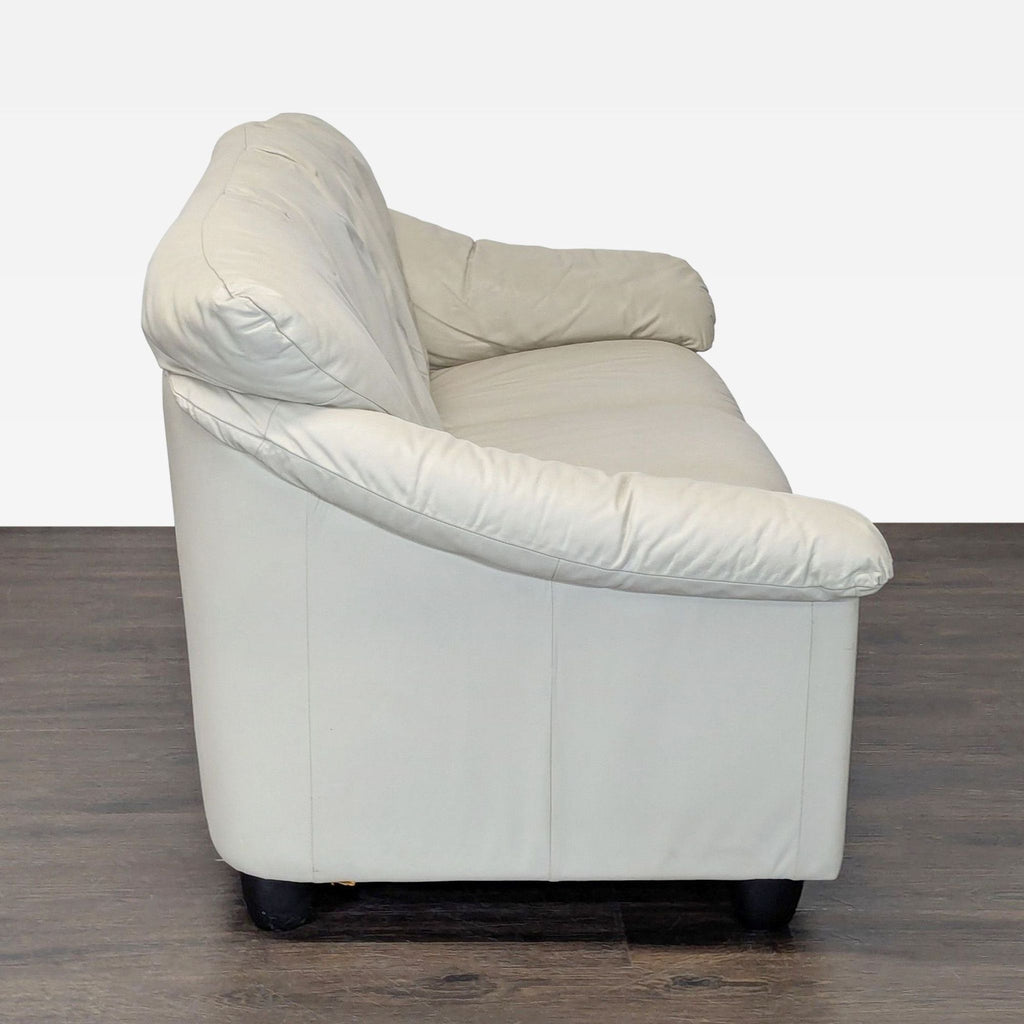 Italian Made 3-Seat Cream Leather Sofa