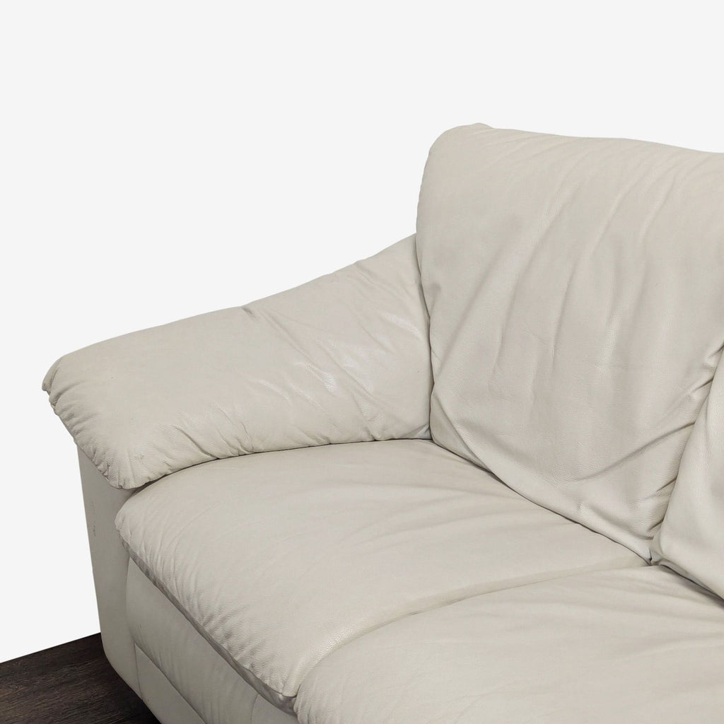 Italian Made 3-Seat Cream Leather Sofa