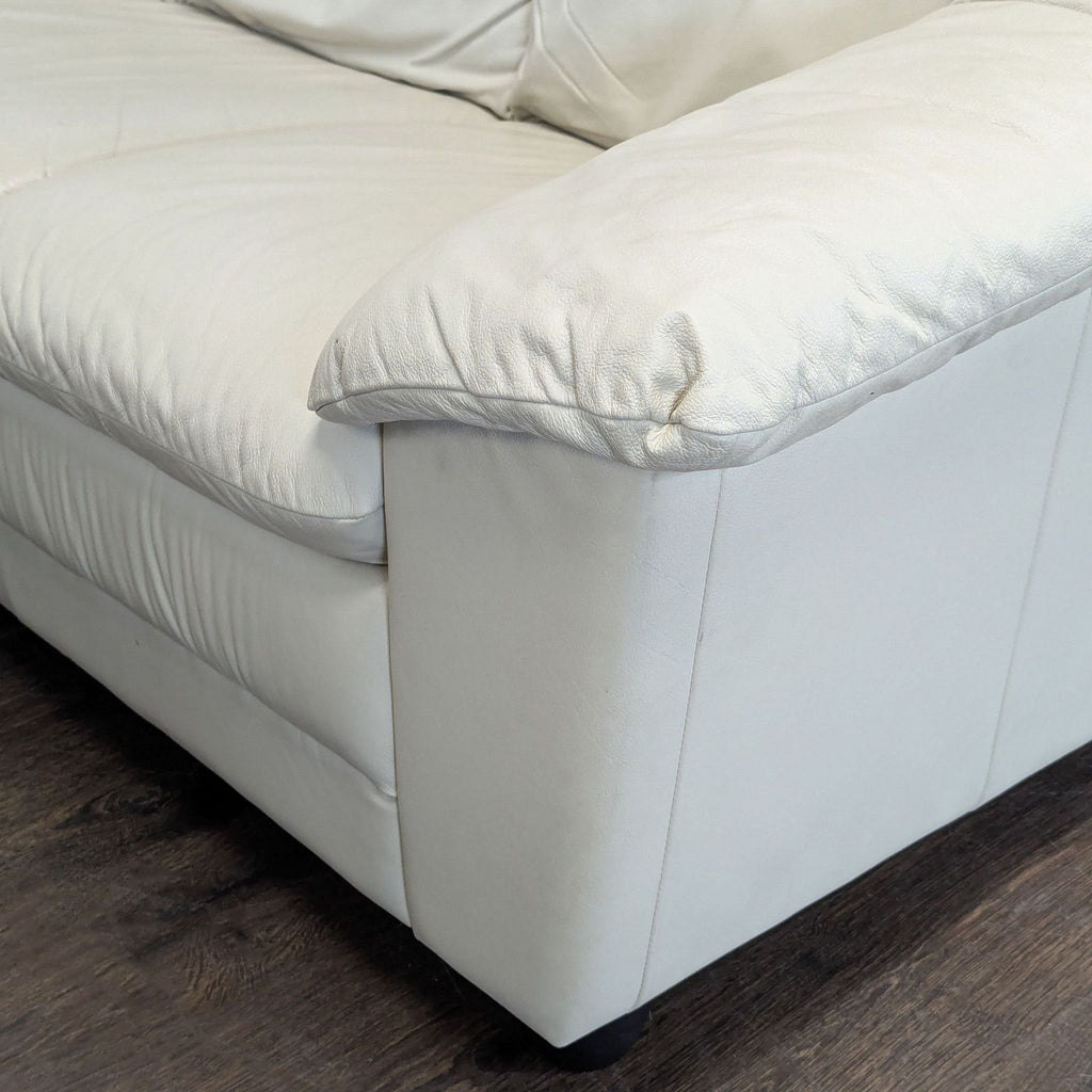 Italian Made 3-Seat Cream Leather Sofa