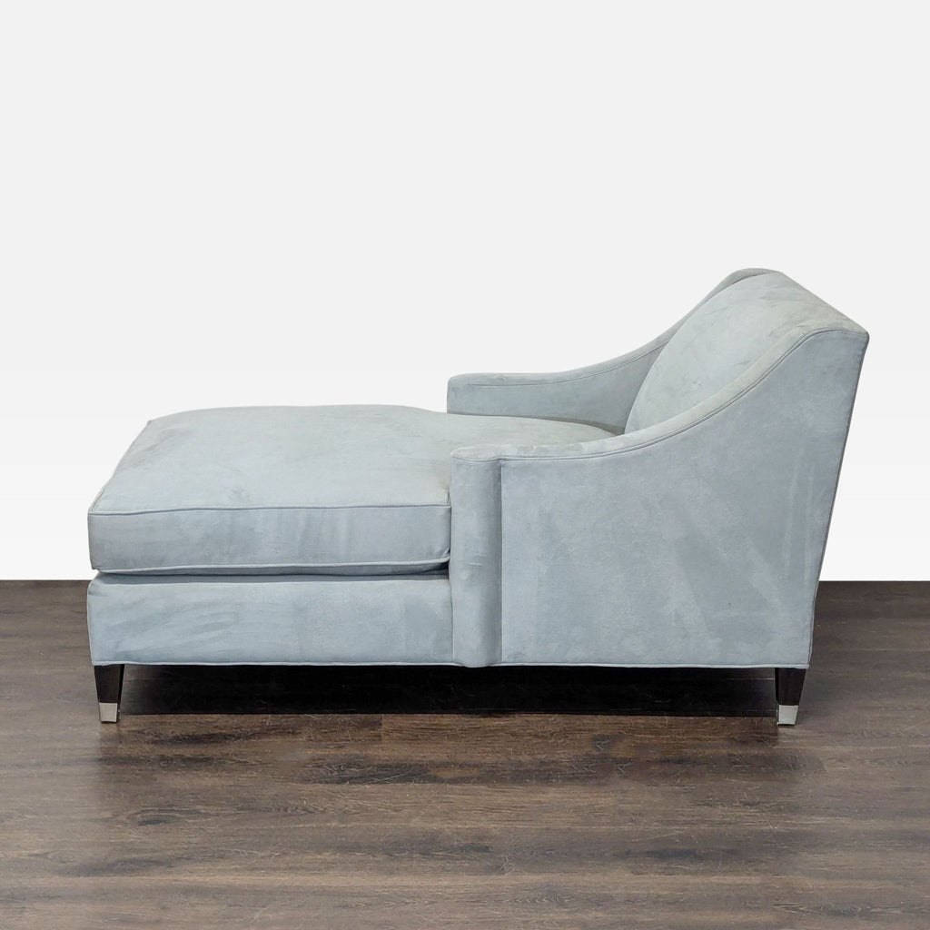Light Blue Velvet Chaise Lounge Chair with Modern Design