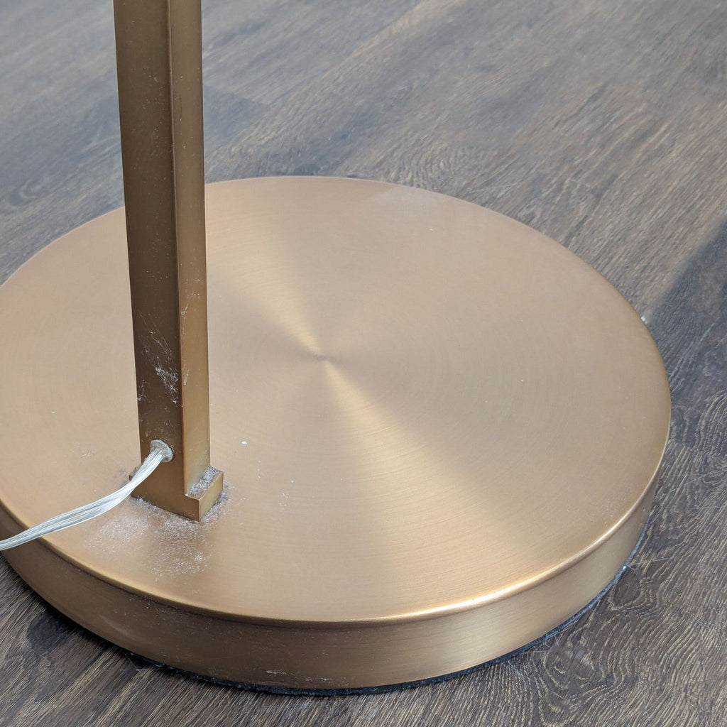 Modern Arc Floor Lamp with Brass Finish and Fabric Shade