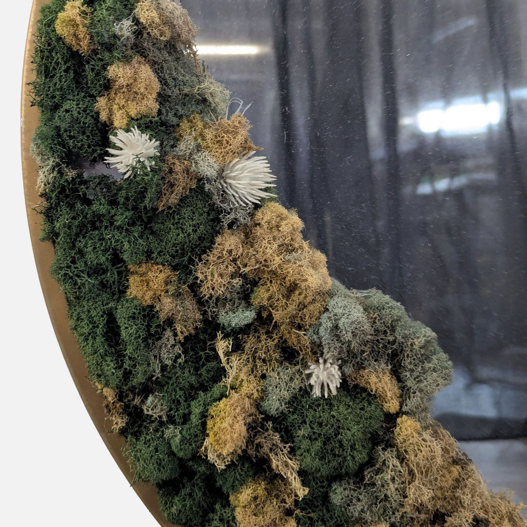 Circular Mirror with moss frame