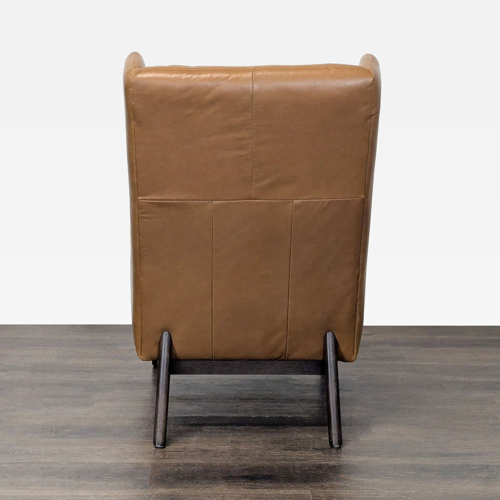 West Elm Ryder Leather Lounge Chair with Ottoman - Brown
