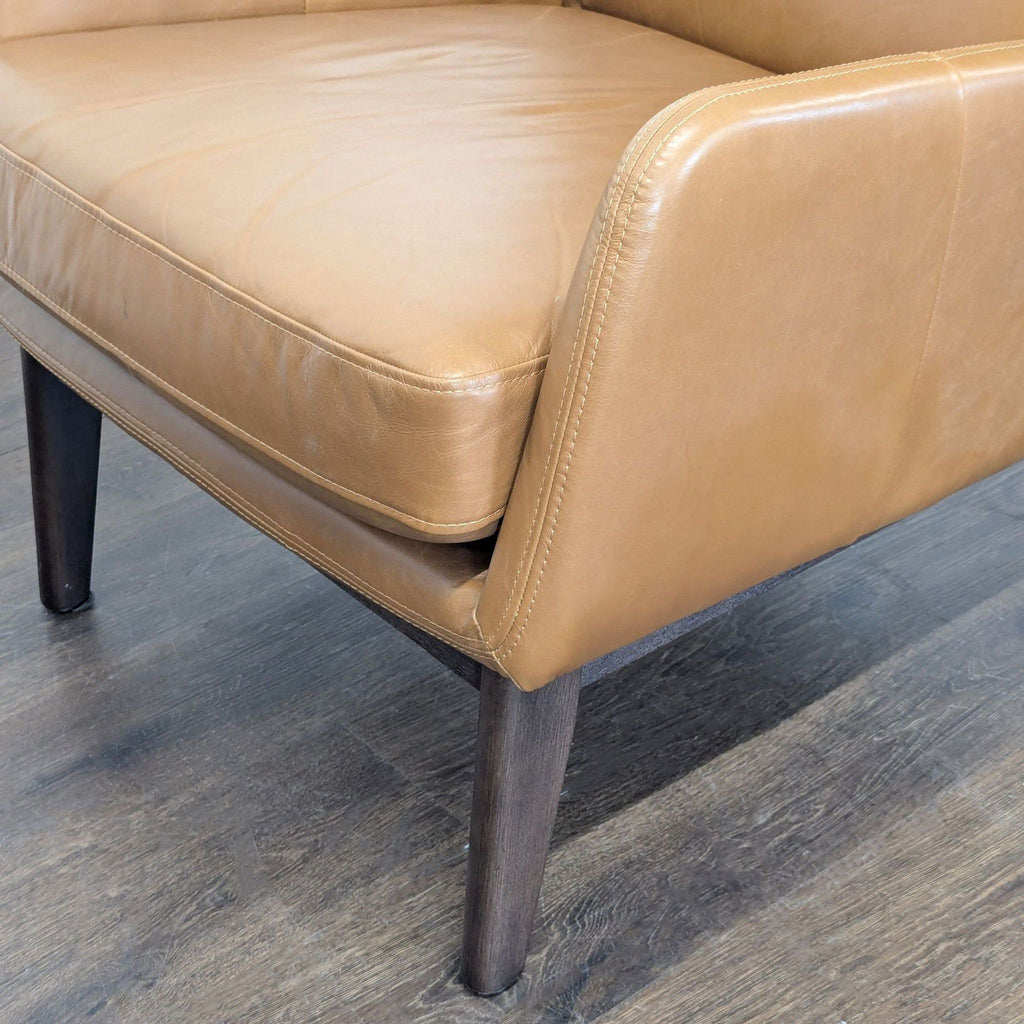West Elm Ryder Leather Lounge Chair with Ottoman - Brown