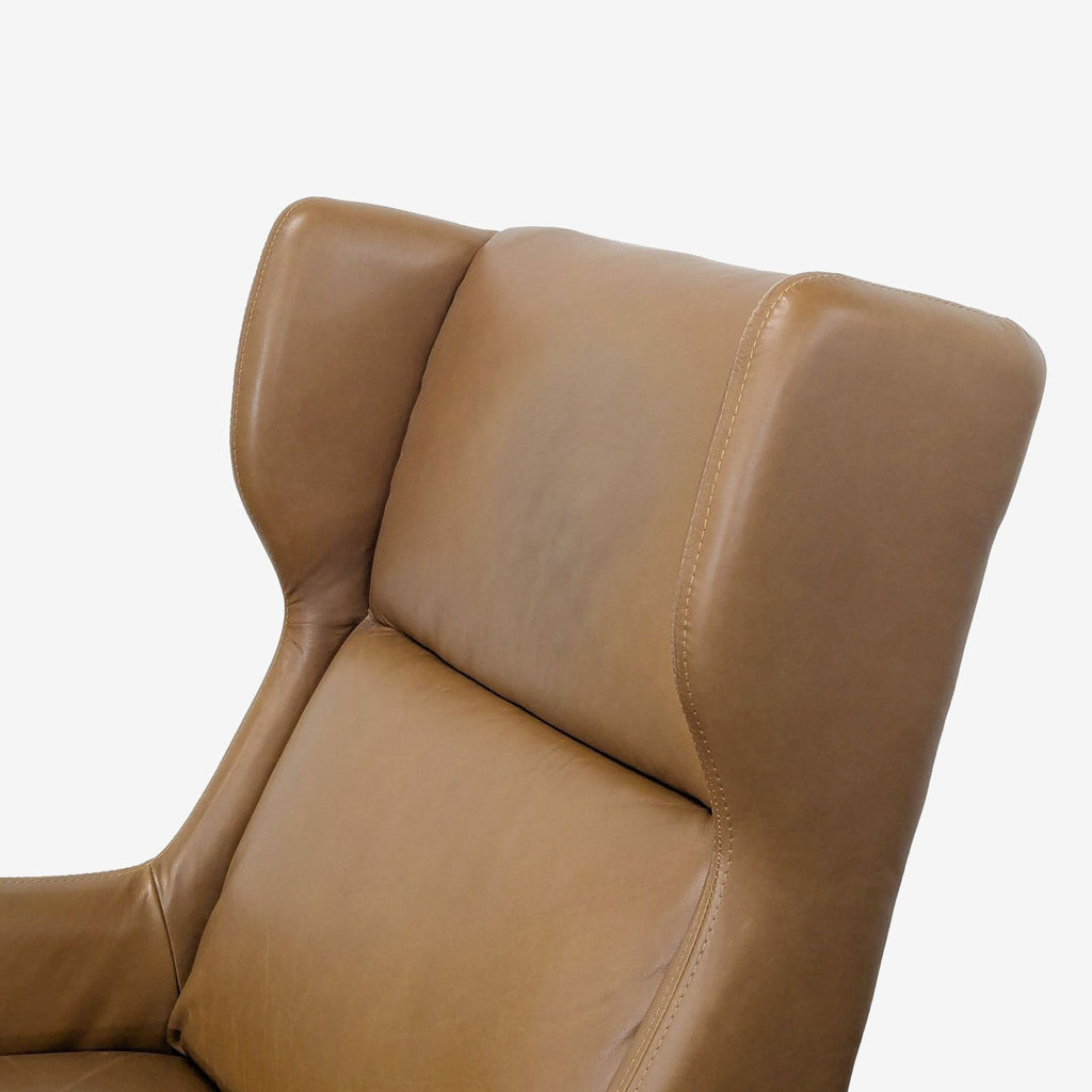 West Elm Ryder Leather Lounge Chair with Ottoman - Brown