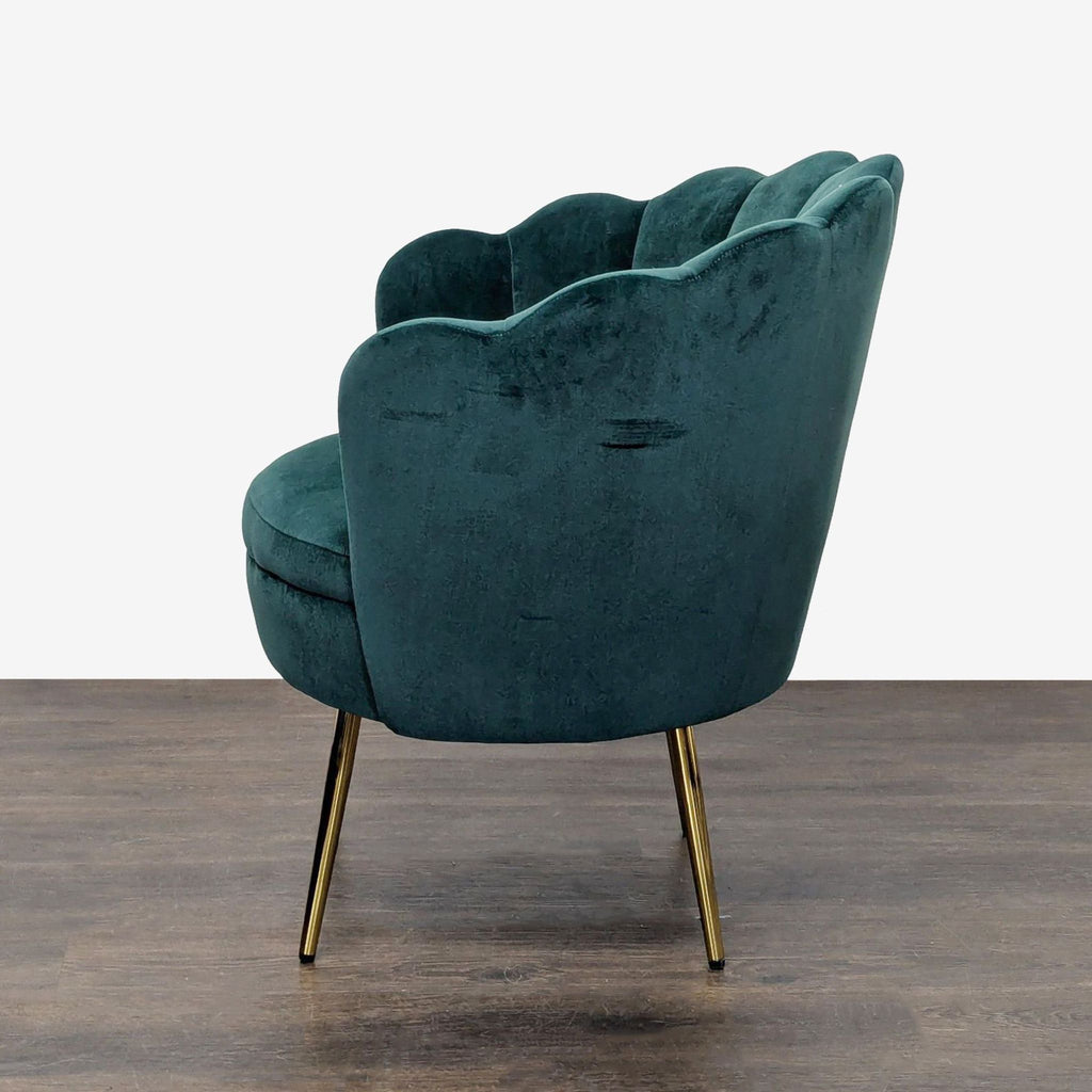 Hulala Home Green Velvet Shell Accent Lounge Chair with Gold Legs - Accepted Offer (17.86% discount)