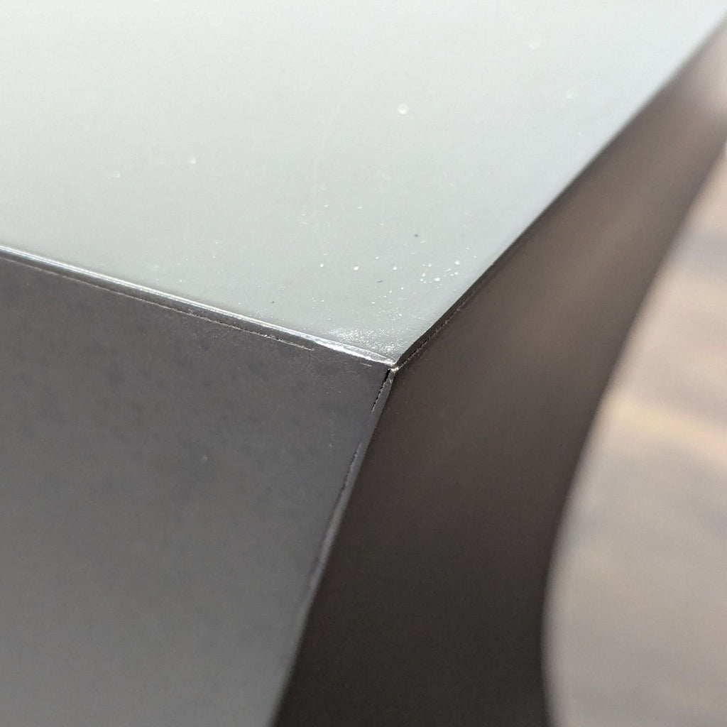 Room & Board End Table in natural steel, minimalist style suitable for contemporary interiors.  