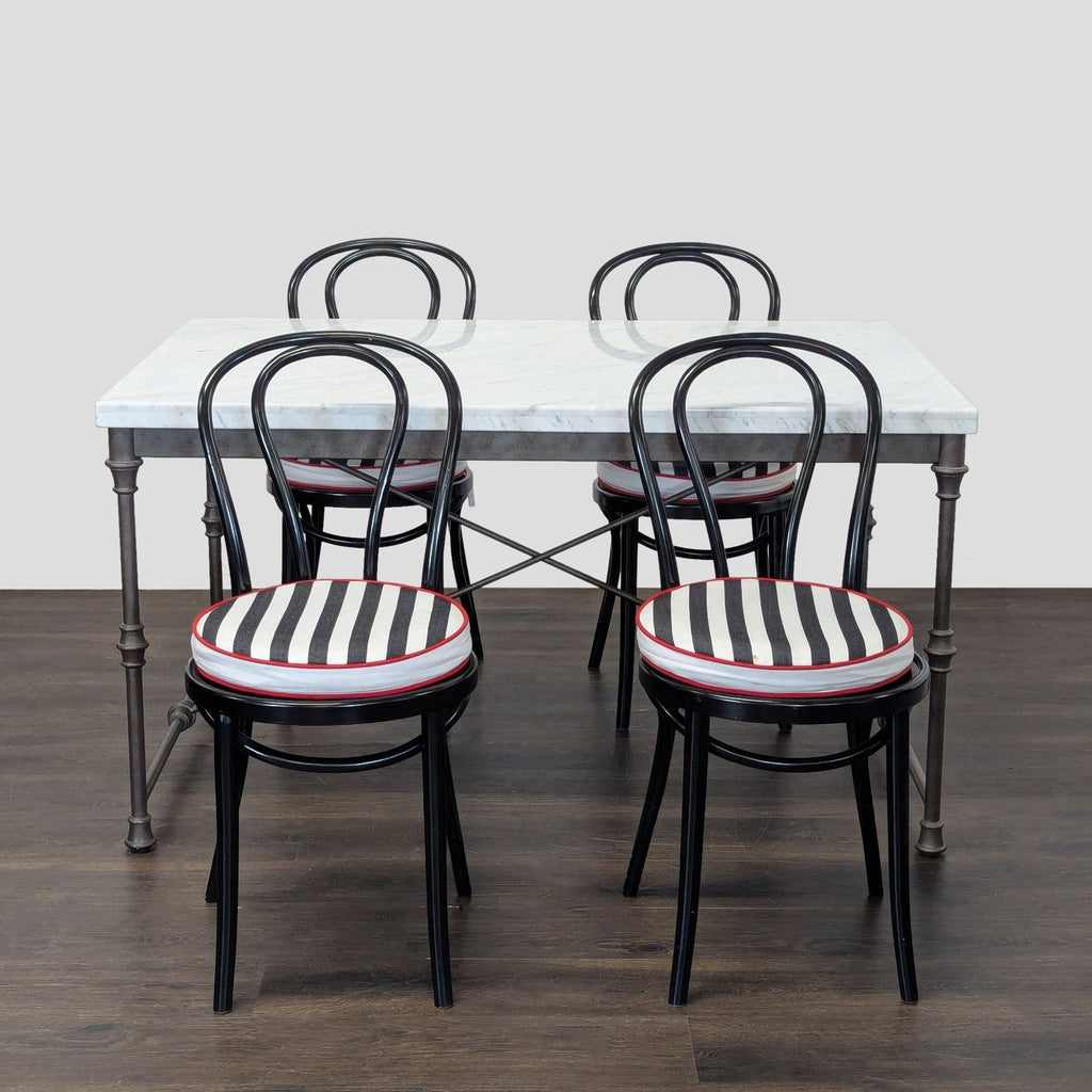 Crate and Barrel Marble Top Dining Set with 4 Chairs