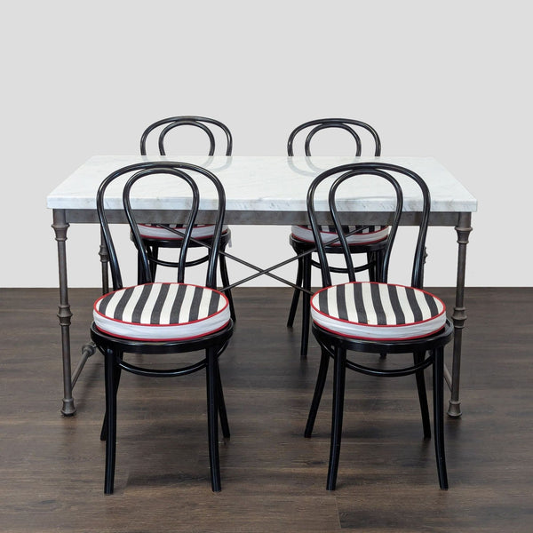 Crate and Barrel Marble Top Dining Set with 4 Chairs