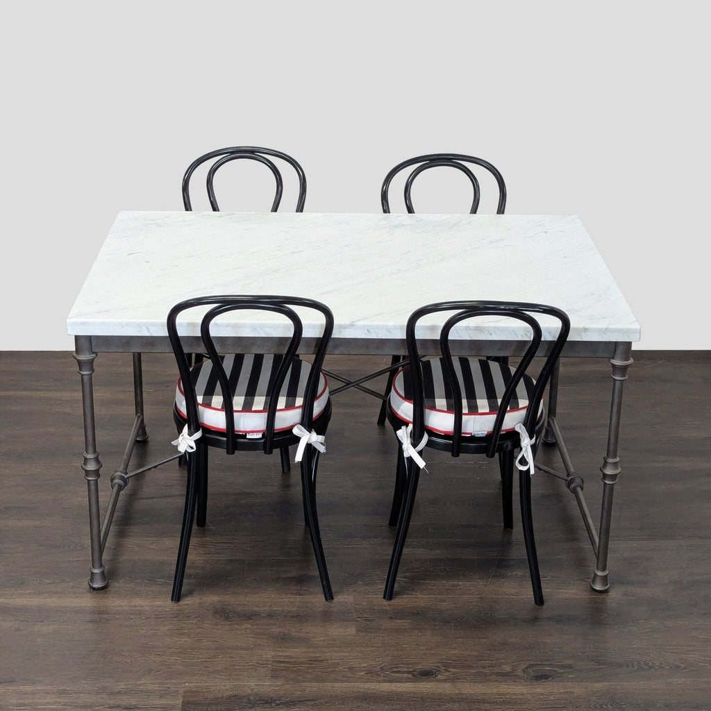 Crate and Barrel Marble Top Dining Set with 4 Chairs