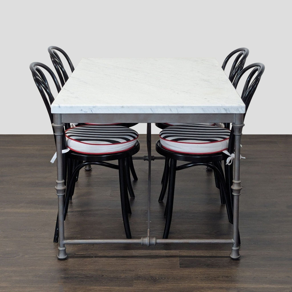 Crate and Barrel Marble Top Dining Set with 4 Chairs