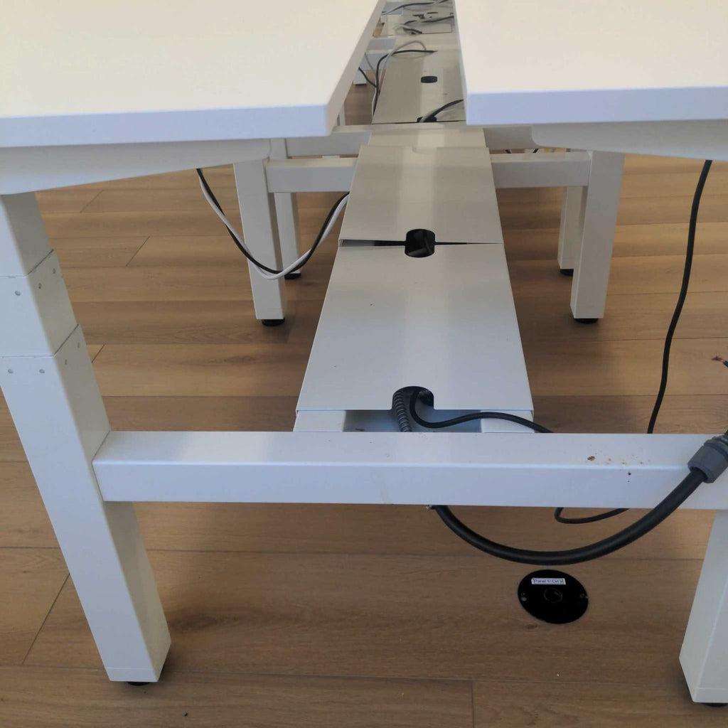 Poppin White Electric Adjustable Height Double Desk