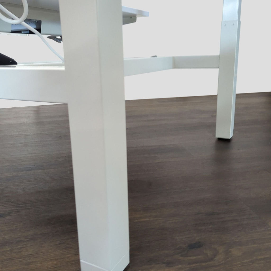 Poppin White Electric Adjustable Height Double Desk