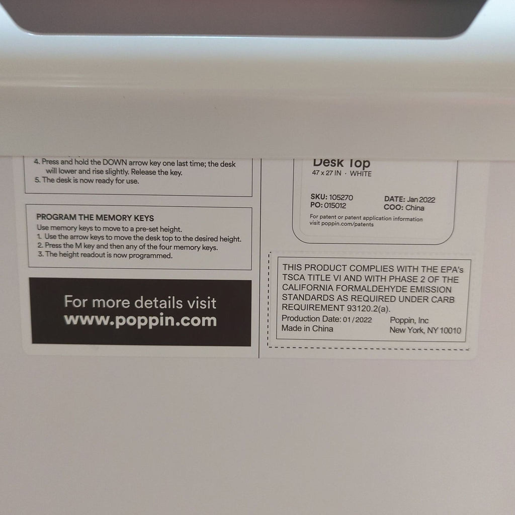 Poppin White Electric Adjustable Height Double Desk