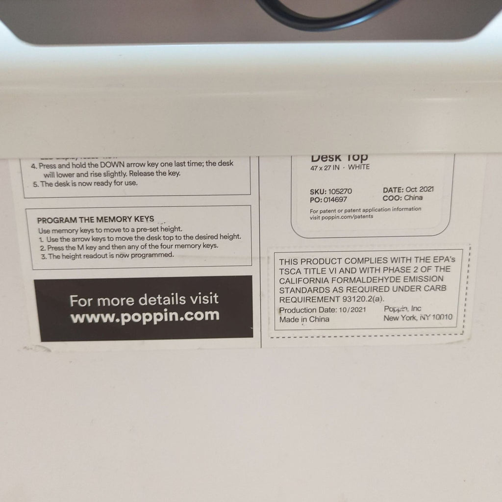 Poppin White Adjustable Standing Desk with Electric Height Control