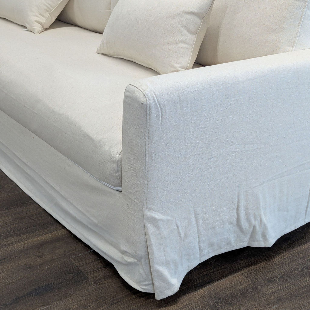 Ikea 3-Seat Sofa in Beige Fabric Slipcover