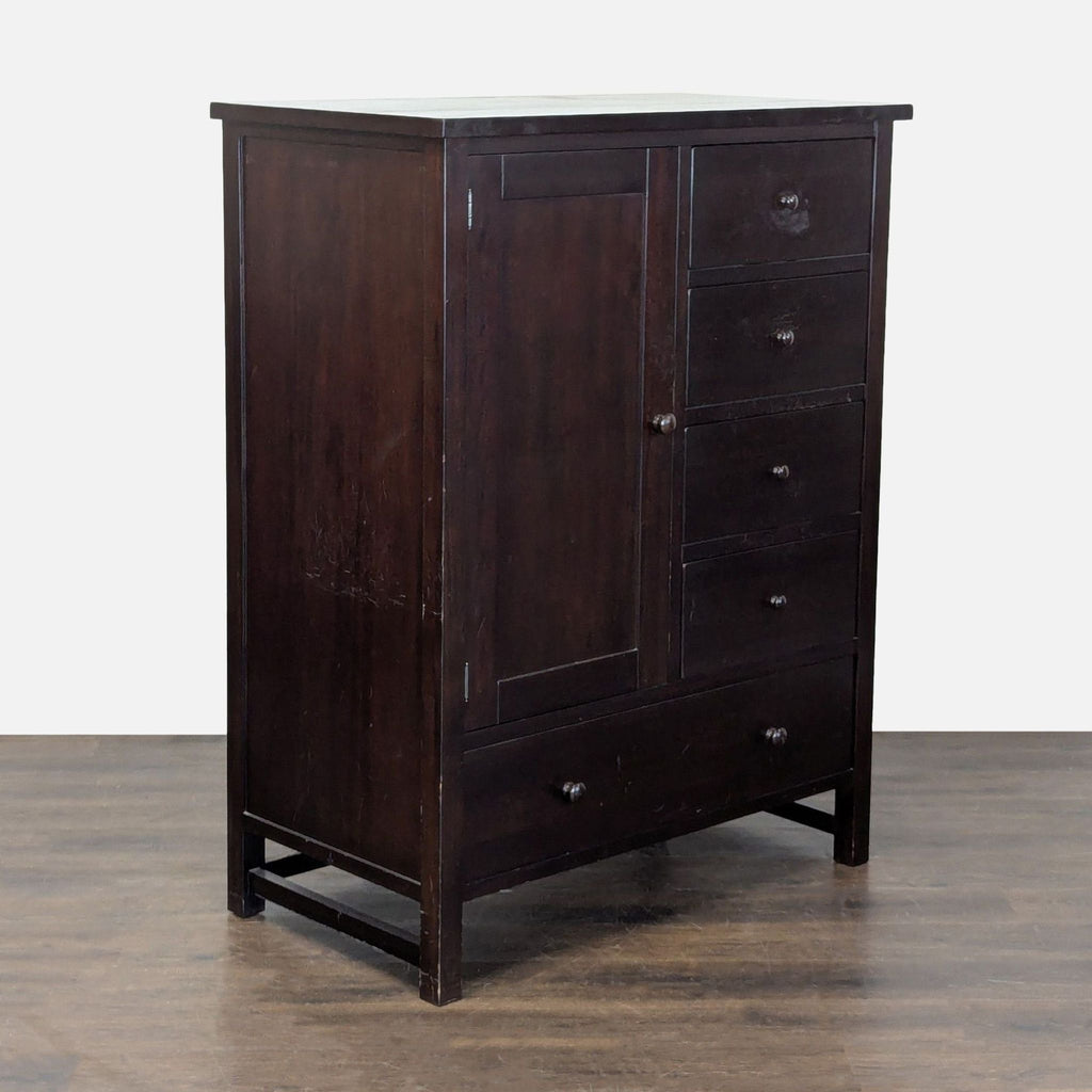 Pottery Barn Dark Wood Dresser with Drawers and Cabinet Storage