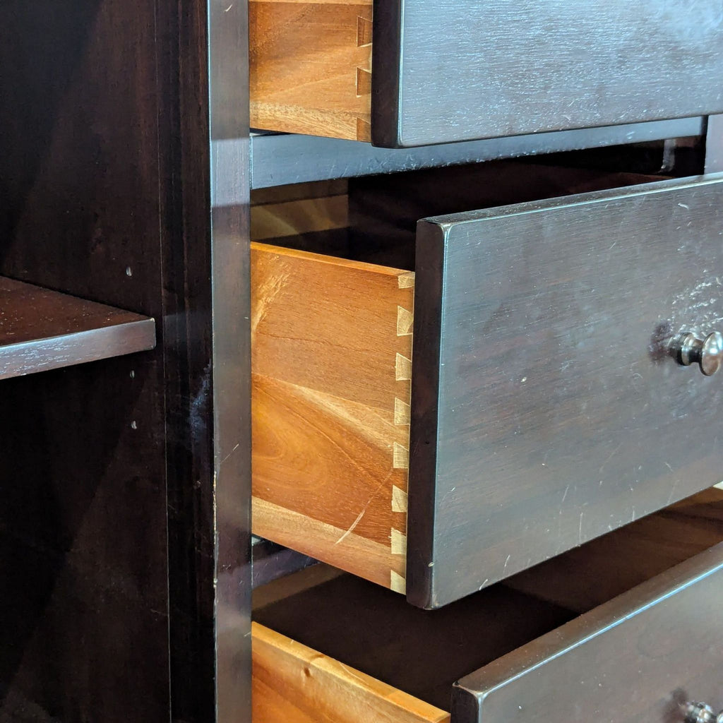 Pottery Barn Dark Wood Dresser with Drawers and Cabinet Storage