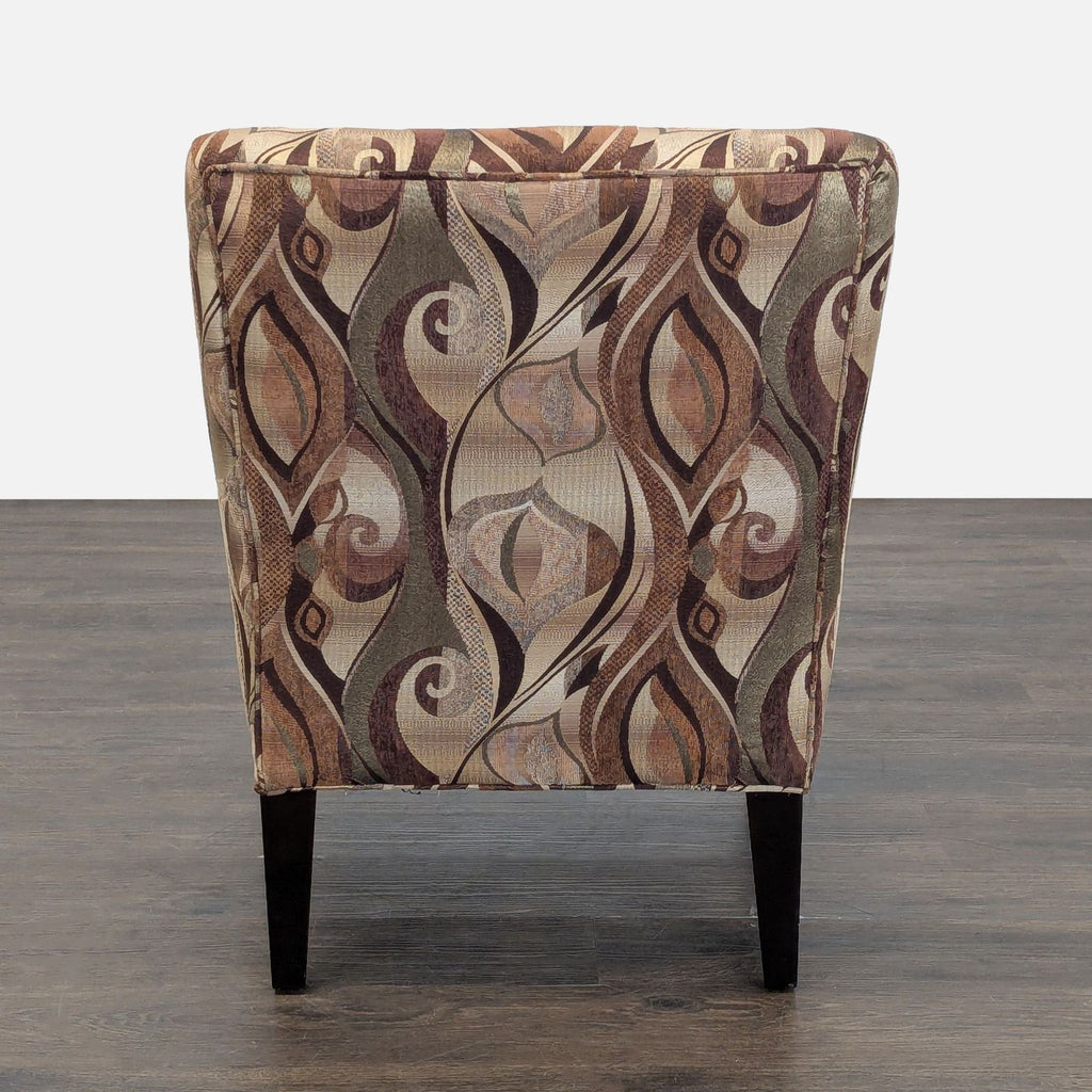 Modern Armless Lounge Chair with Brown Patterned Upholstery