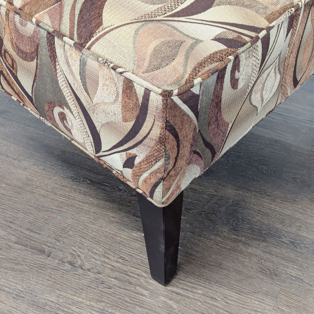 Modern Armless Lounge Chair with Brown Patterned Upholstery
