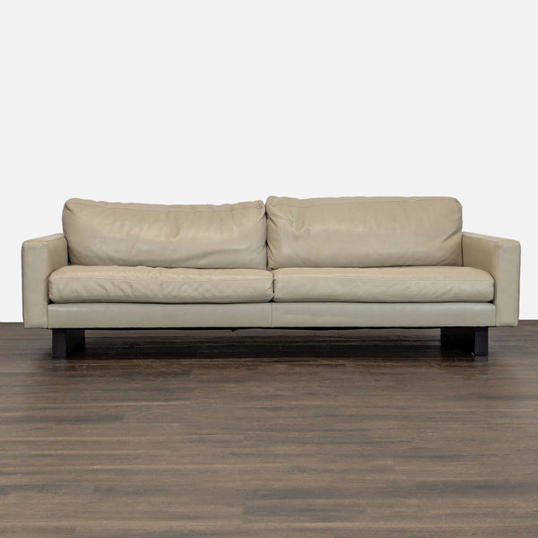 Room and Board Pierson 3-Seat Modern Leather Sofa in Light Beige