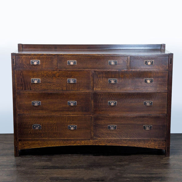Stickley Solid Wood Mission Style 9-Drawer Dresser with Metal Pulls