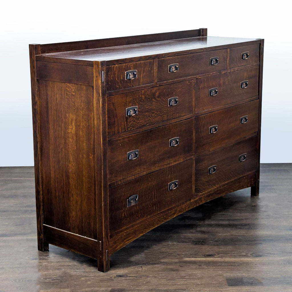 Stickley Solid Wood Mission Style 9-Drawer Dresser with Metal Pulls