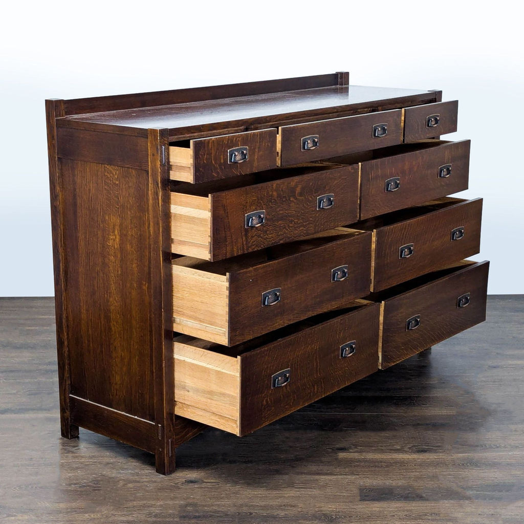 Stickley Solid Wood Mission Style 9-Drawer Dresser with Metal Pulls