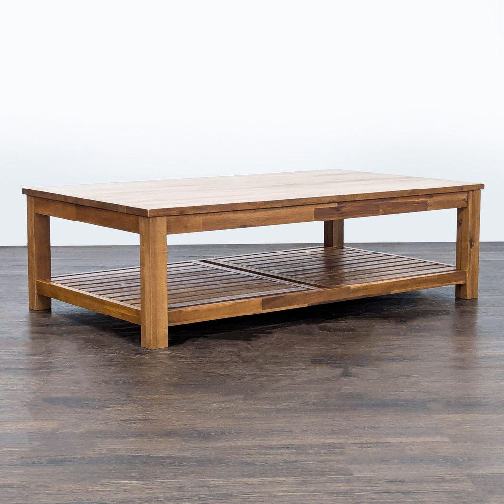 Tiburon Mid-Century Solid Acacia Wood Coffee Table
