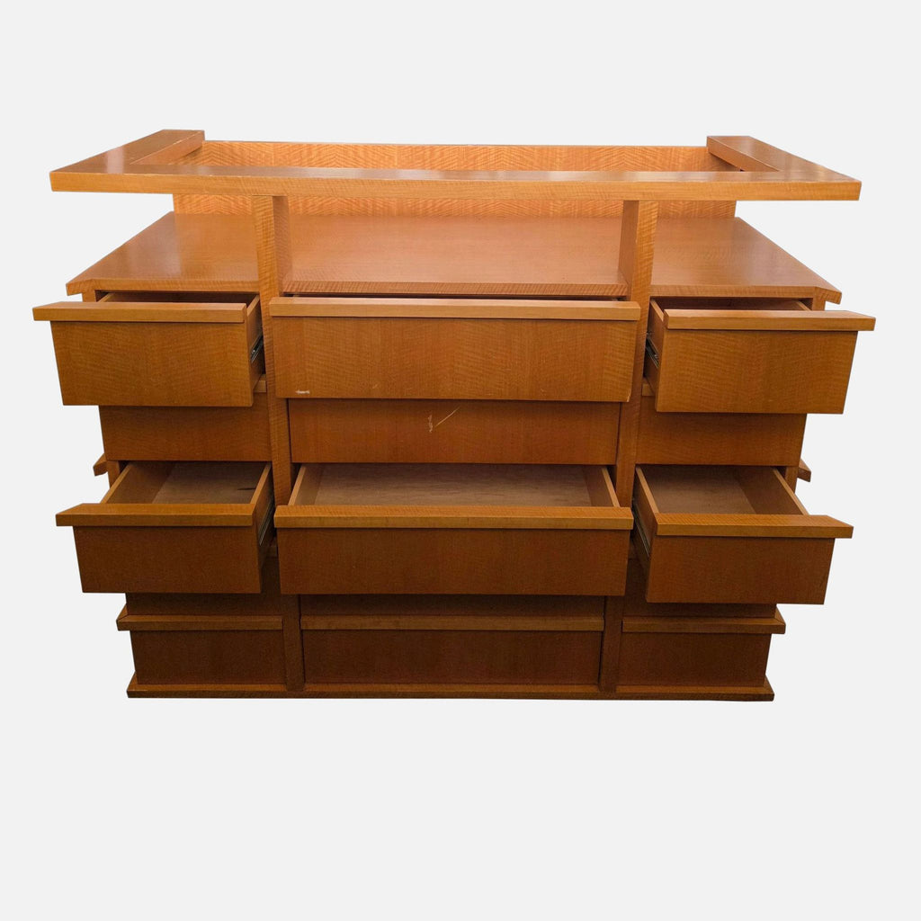 Spacious 15-Drawer Wooden Dresser with Shelf Top designed by Paul Dierkes