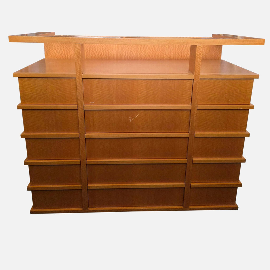 Spacious 15-Drawer Wooden Dresser with Shelf Top designed by Paul Dierkes
