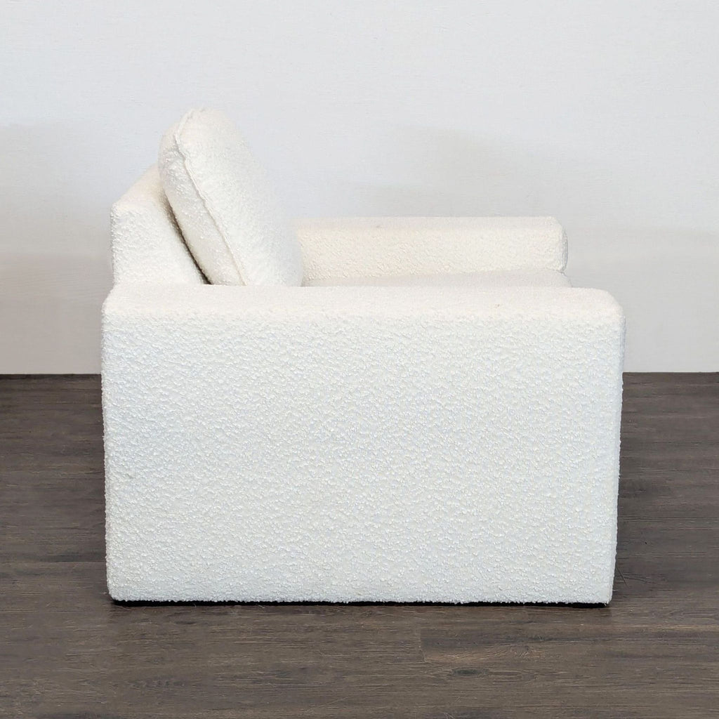 TOV Furniture Maeve Modern White Lounge Chair, Plush Bouclé Upholstery