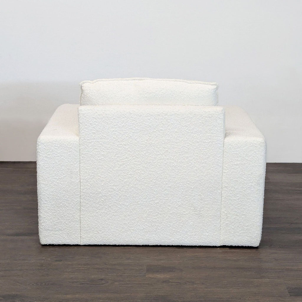 TOV Furniture Maeve Modern White Lounge Chair, Plush Bouclé Upholstery