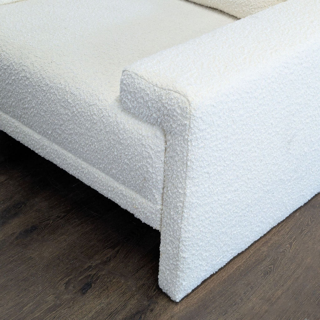 TOV Furniture Maeve Modern White Lounge Chair, Plush Bouclé Upholstery