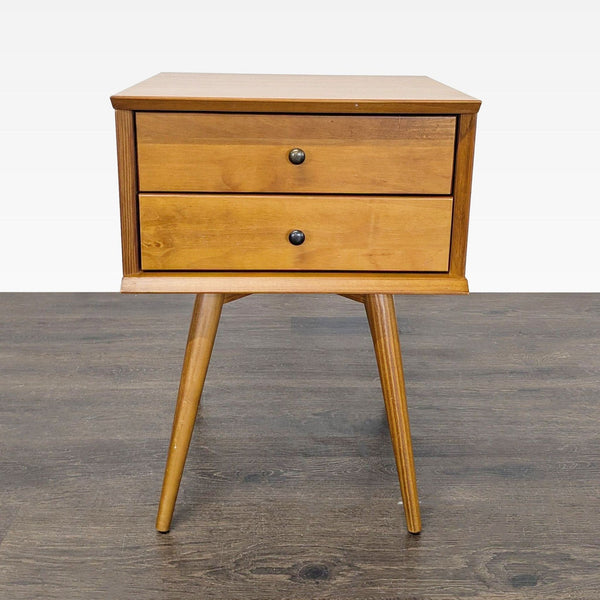 Two Drawer Mid-Century Nightstand