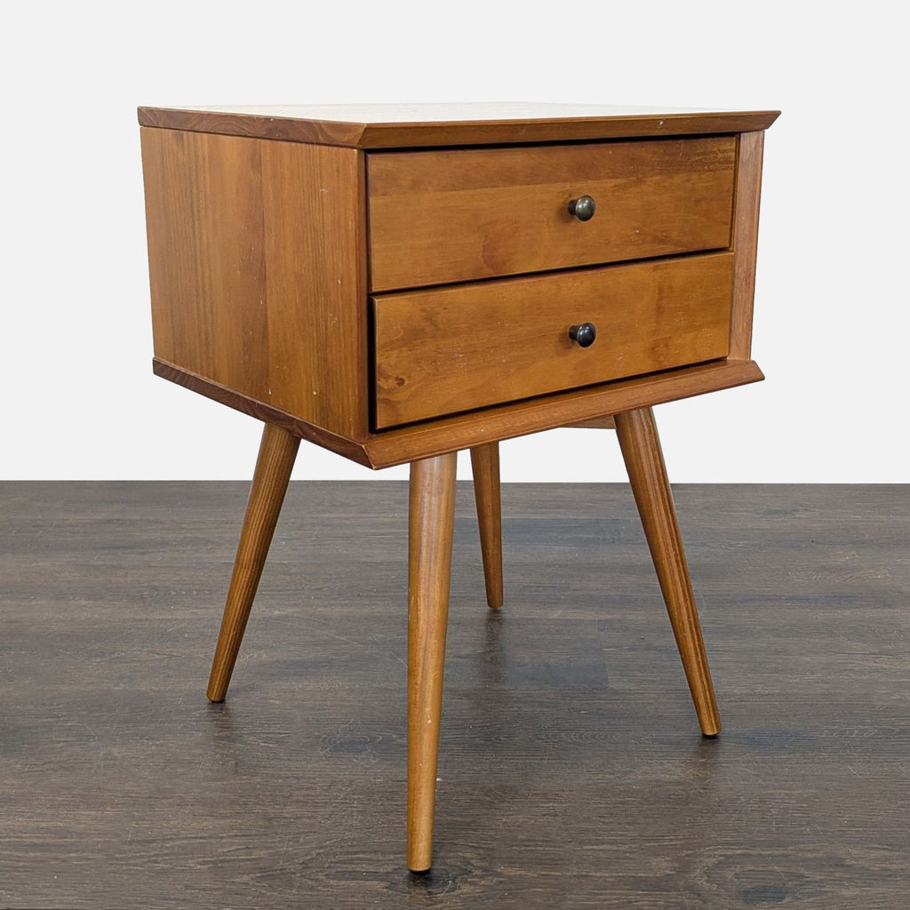 Two Drawer Mid-Century Nightstand