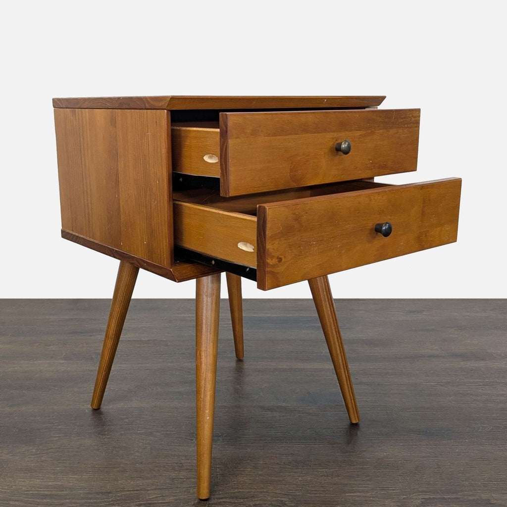 Two Drawer Mid-Century Nightstand