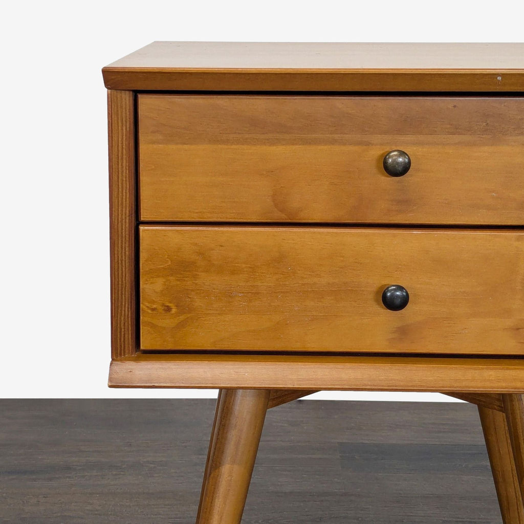 Two Drawer Mid-Century Nightstand